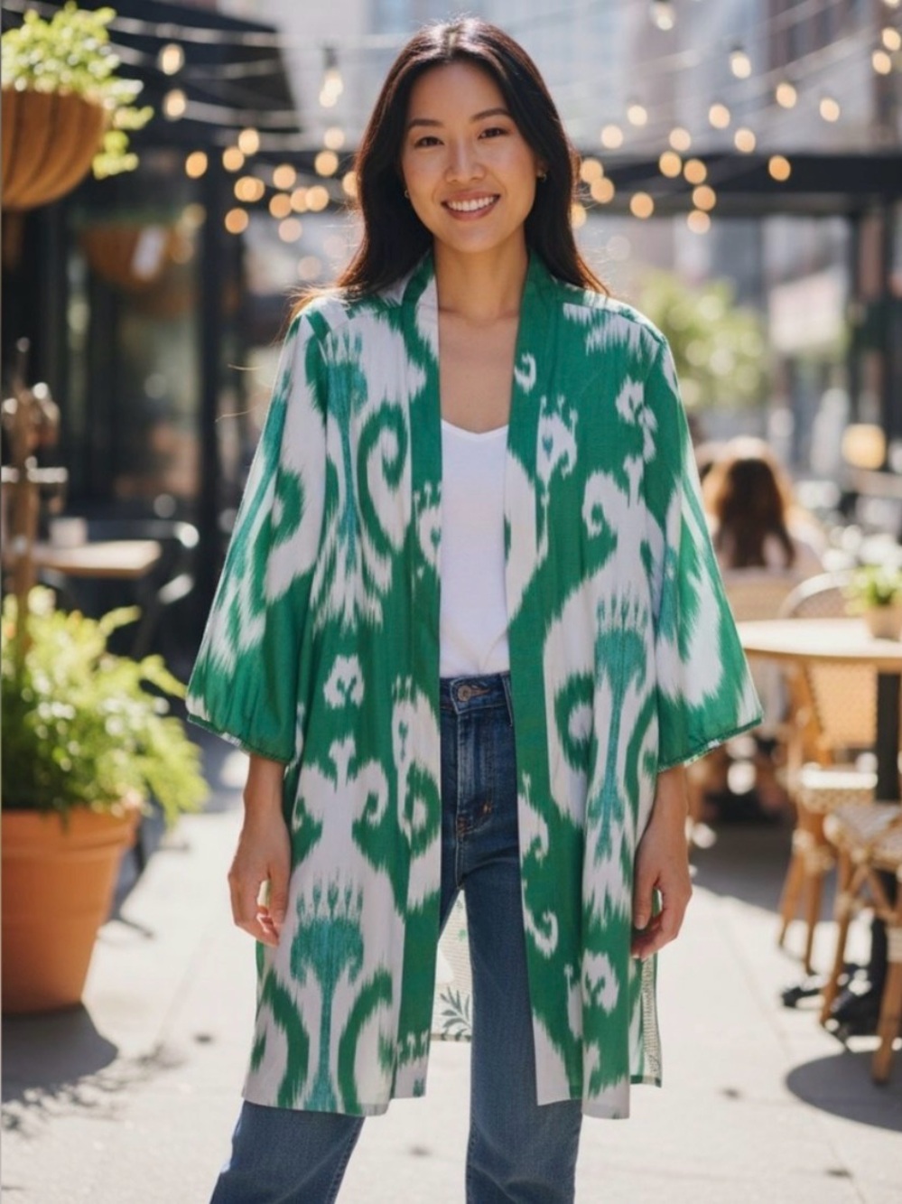 NWT Chico’s Reversible Silk Duster